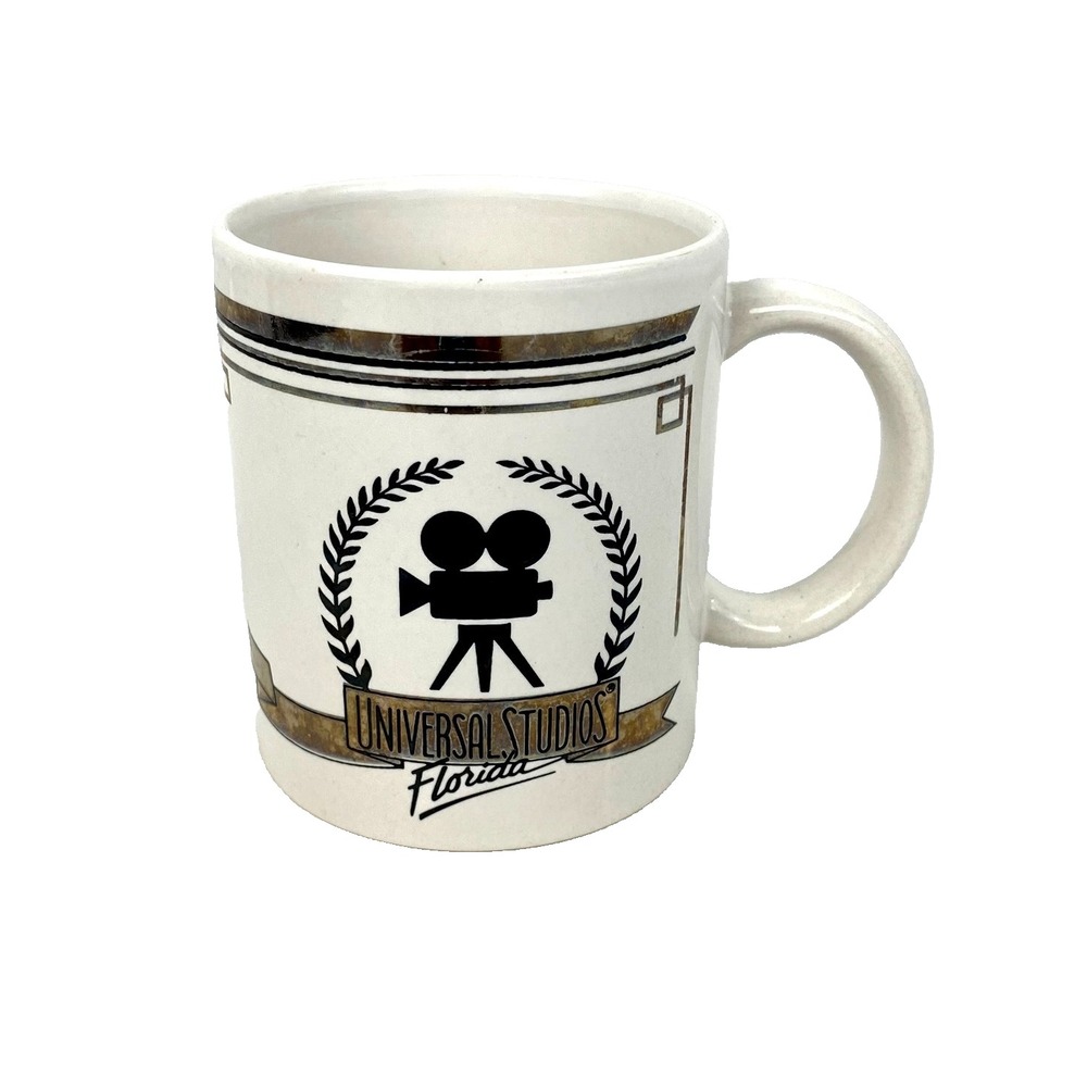 Universal Studios Coffee Mug Tea Cup White 3.5" Film Camera Movies Vintage